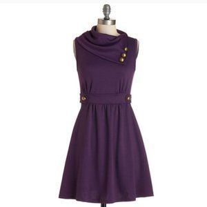 Modcloth / Monteau Coach Tour A-Line Dress Purple